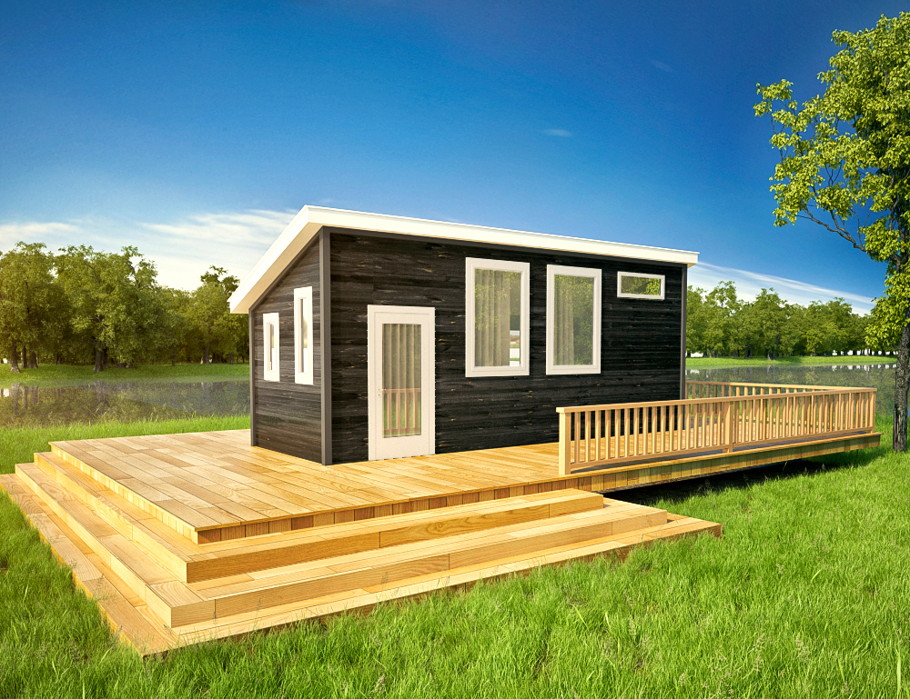 Example of a tiny house with deck. SOURCE: Marketplace Events