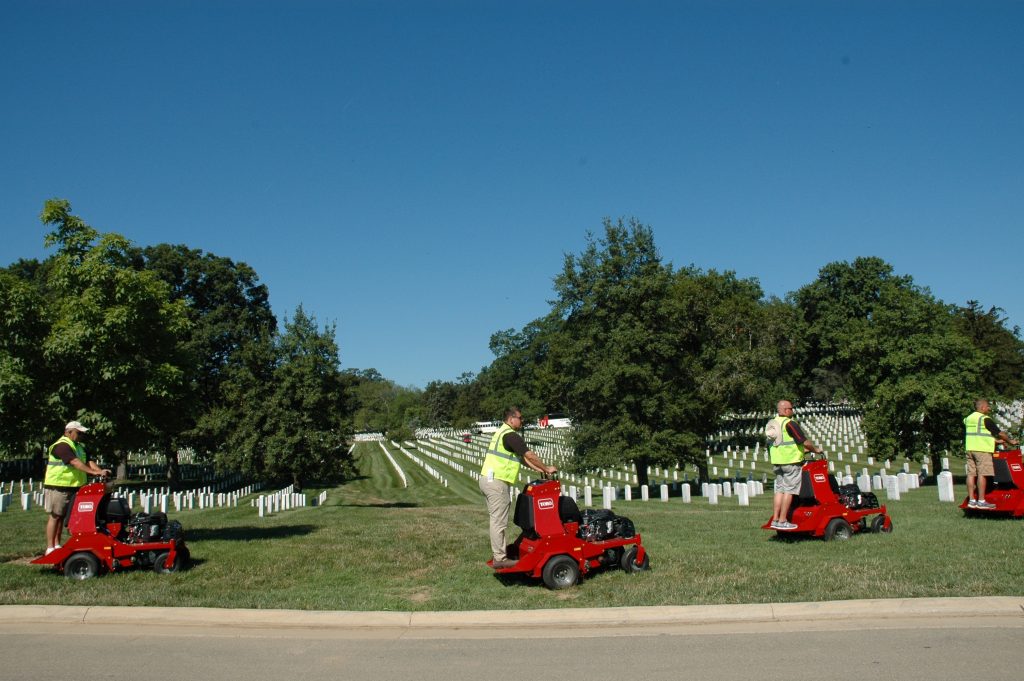Operators take Toro machinery to the next work site at Arlington National Cemetery. PHOTO: Danielle Lanning