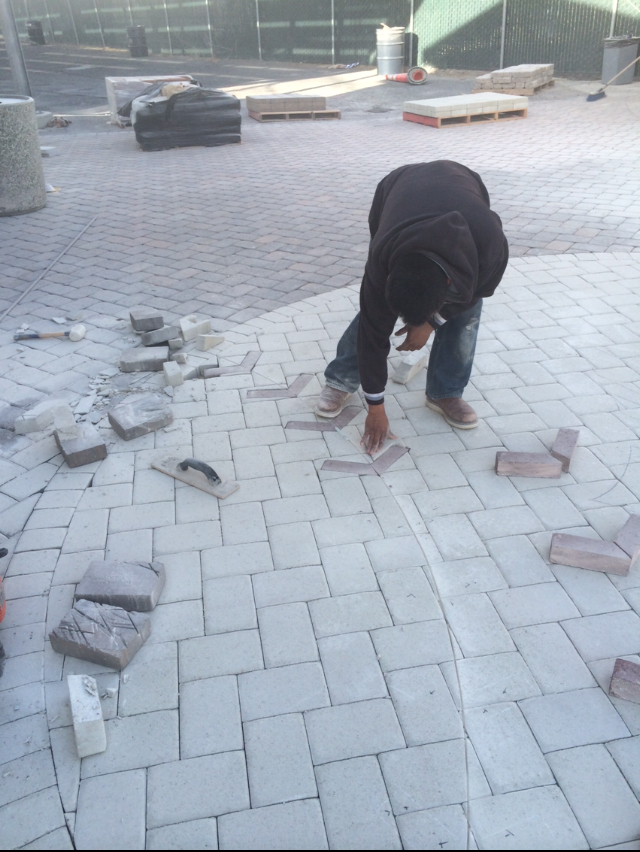 White pavers, baseball stadium paver project