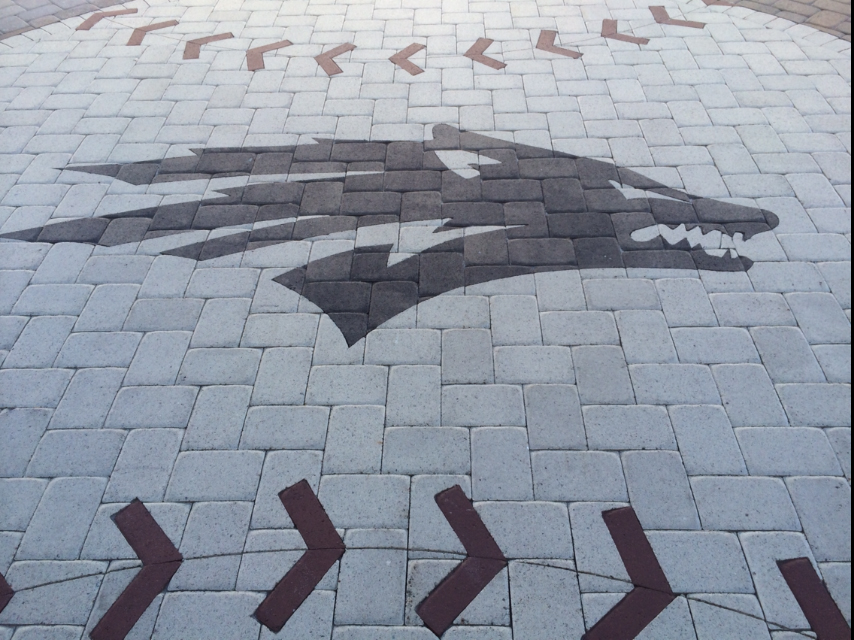 Baseball shaped pavers at William Peccole Park stadium