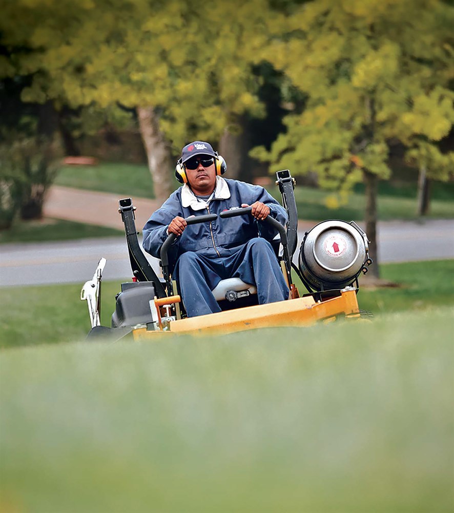 Contractor on Propane Riding Mower