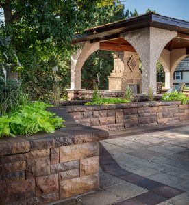 Patio walls and Fireplace
