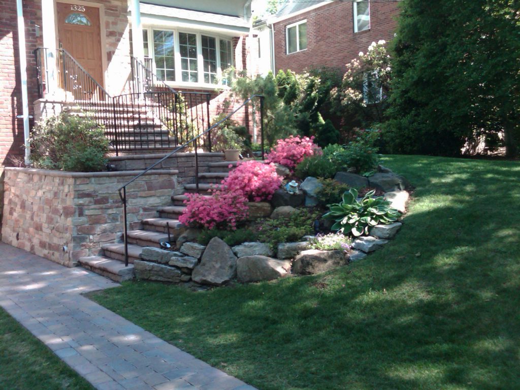 pavers staircase driveway concrete strips Vee’s Botanicals