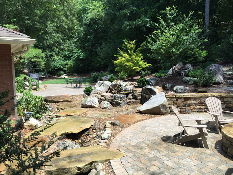 Paver patio and large stone slabs
