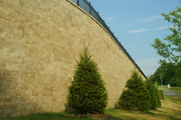 soccer stadium retaining wall