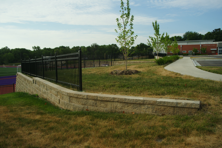 soccer stadium retaining wall
