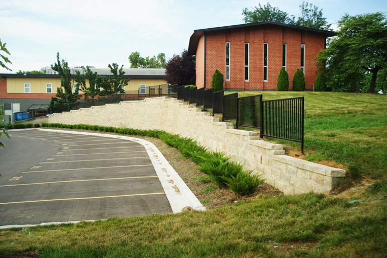 soccer stadium retaining wall