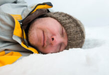 sleepy in snow