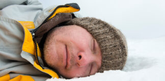 sleepy in snow