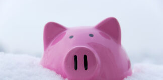 Piggy bank in the snow