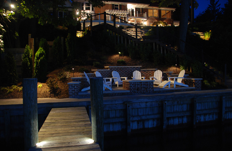 Nighttime view of patio
